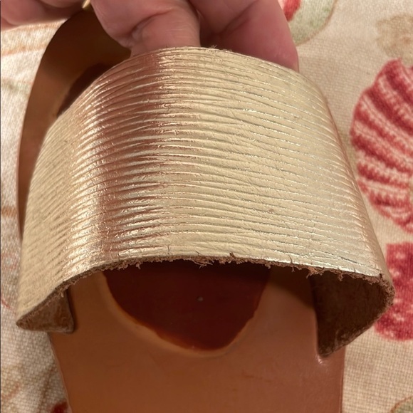 Ancient Greek Sandals Taygete Gold Ribbed Minimalist Sandals - Picture 5 of 10